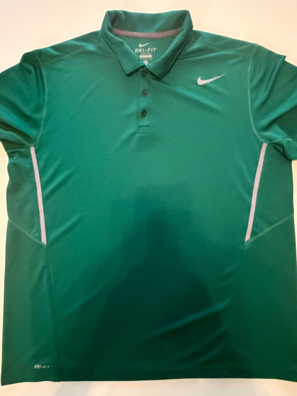 Nike Dri-FIT Men's Tennis Polo Shirt Green Gray Piping XL Golf Athletic Mesh